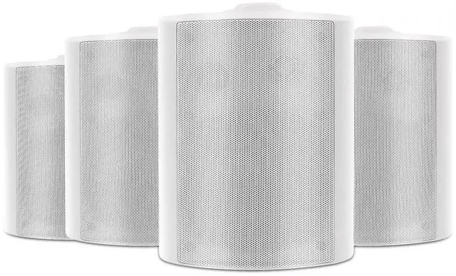 Main image of Herdio 5.25 Inch 600W Outdoor Bluetooth Speakers Waterproof Wired Wall Mount Weatherproof Loudspeaker System for Indoor- Outdoor Garden Poolside Patio Garage Home(4 Speakers,White)