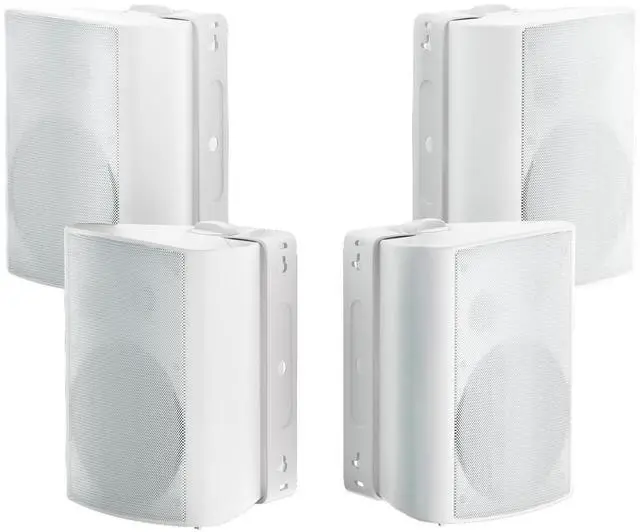 Main image of Herdio 800W 6.5 Inch Outdoor Speakers Bluetooth Waterproof Wired with Superior Amplifier, Wall Mounted Sound System, Enhanced Bass & Durable, Mountable Swivel Brackets, for Patio Home (2 Pairs, White)