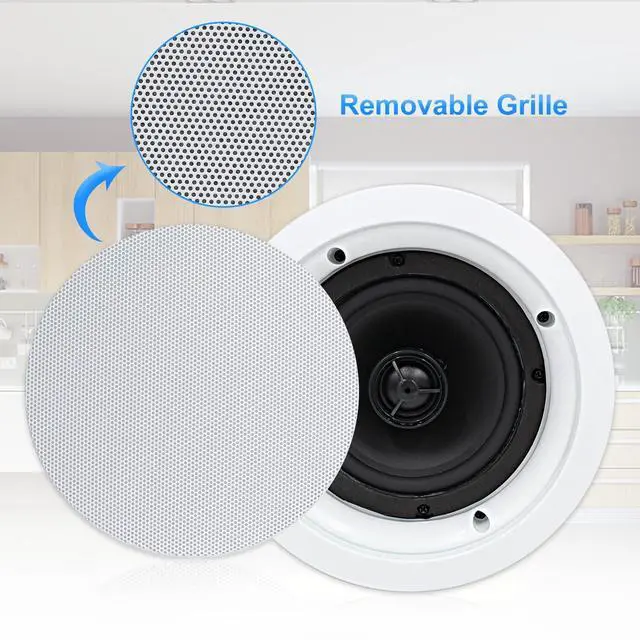 Alt view image 4 of 5 - Herdio 5.25 Flush Mount Bluetooth Ceiling Speaker System Max Power 600 Watts Great for Humid Indoor Outdoor, Kitchen,Bedroom,Bathroom,Home Theater,Covered Porches(4 Pcs)