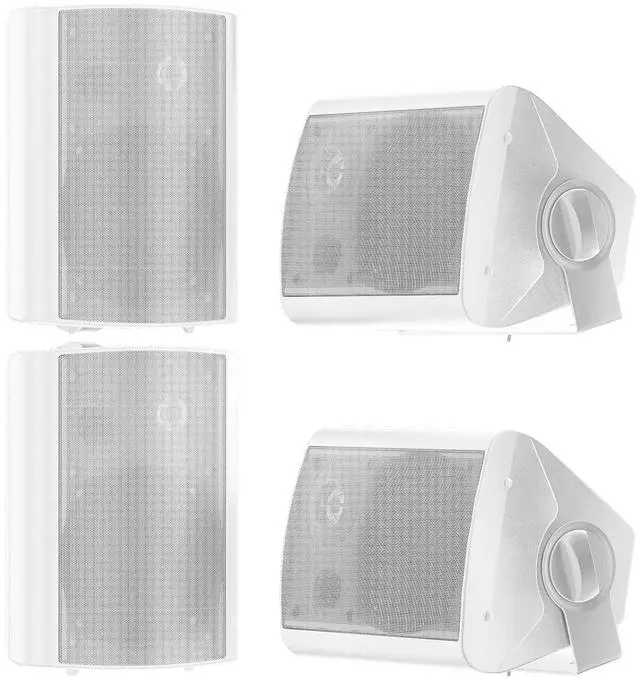 Main image of STUDIOFINIX 5.25 Inch 600W Passive Wall Mount Speakers Weather Resistant Indoor Outdoor Speakers for Patio Garage Home,2 Pairs (White)