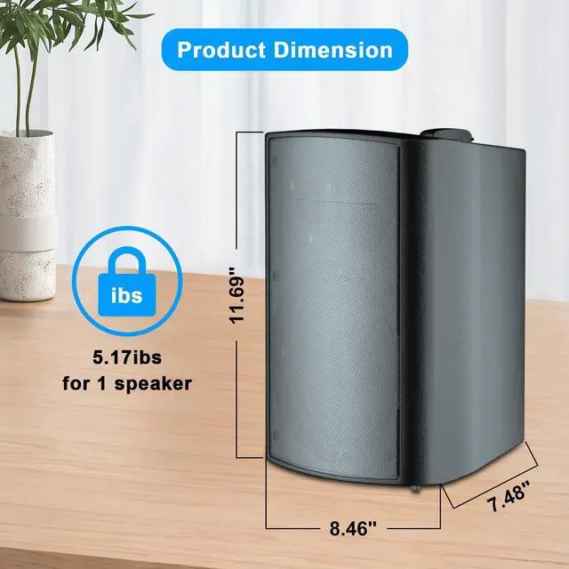 Alt view image 5 of 5 - STUDIOFINIX 800W 6.5 Inch Outdoor Bluetooth Speakers Waterproof Wired with Multifunctional Amplifier Wall Mount Weatherproof Loudspeaker System for Patio Garden Poolside Home(4 Speakers,Black)