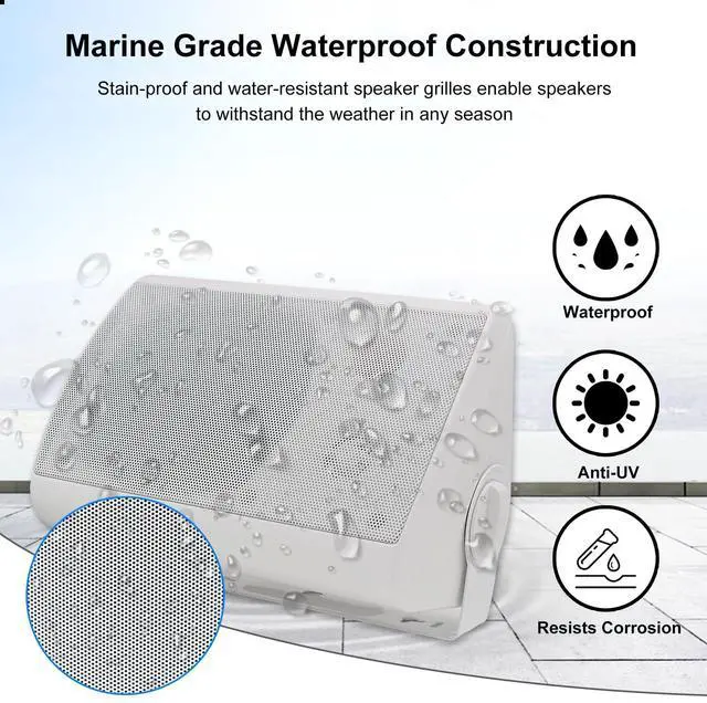 Alt view image 5 of 5 - STUDIOFINIX 5.25 Inches Outdoor Bluetooth Speakers Waterproof 600 Watts Perfect for Indoor- Outdoor Patio Porch Wall Mount System (4 Speakers,White)
