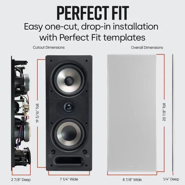 Alt view image 2 of 2 - Polk Audio 265-RT 3-Way in-Wall Speaker - The Vanishing Series | Easily Fits in Ceiling/Wall | High-Performance Audio - Use in Front, Rear or as Surrounds | with Power Port & Paintable Grille - Black