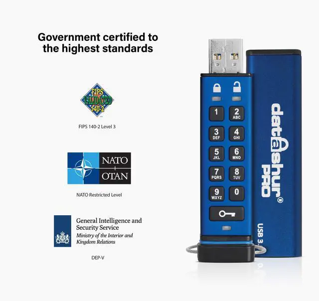 Alt view image 5 of 5 - iStorage datAshur PRO 128 GB | Encrypted USB Memory Stick | FIPS 140-2 Level 3 Certified | Password protected | Dust/Water Resistant