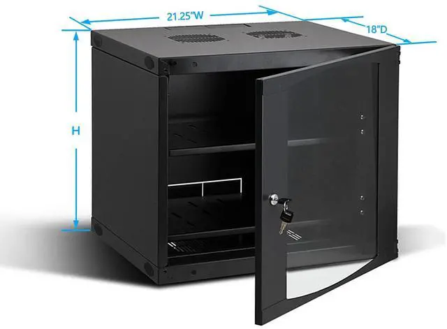 Alt view image 3 of 5 - RAISING ELECTRONICS 9U Wall Mount Network Server Cabinet Rack Enclosure Plexiglass Door Lock 450mm Deep (9U)