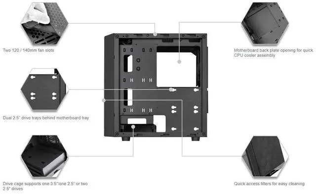 Alt view image 2 of 5 - SilverStone Technology Micro-ATX Glass Computer Case PS15B-G