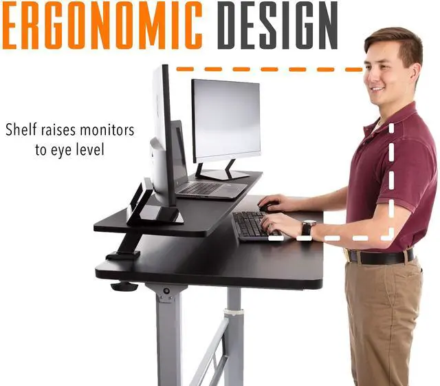 Alt view image 2 of 5 - Stand Steady 55 Inch Clamp On Desk Shelf | Large Monitor Riser Supports 3 Screens for Extra Storage | Ergonomic Monitor Stand Securely Attaches to Surface with Clamp Base - No Screws (55 in/Black)