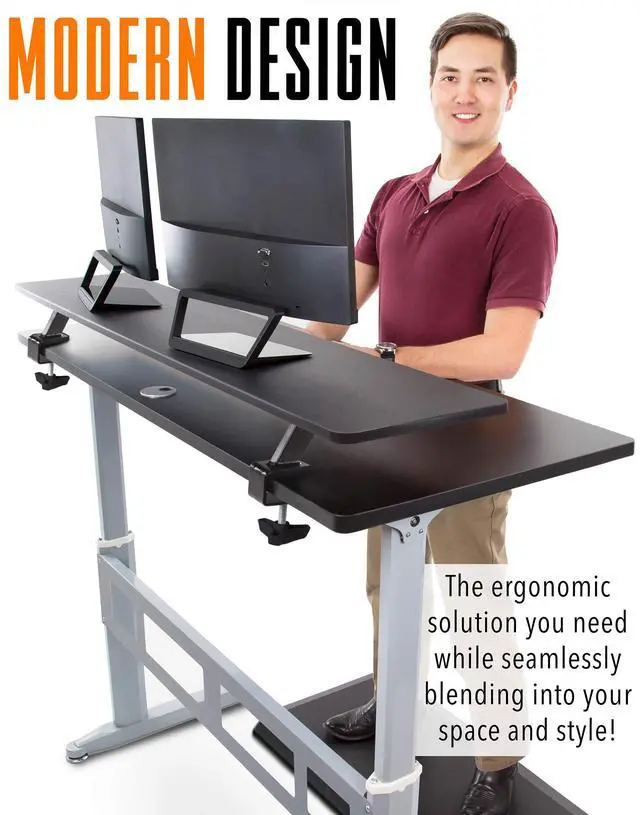 Alt view image 5 of 5 - Stand Steady 55 Inch Clamp On Desk Shelf | Large Monitor Riser Supports 3 Screens for Extra Storage | Ergonomic Monitor Stand Securely Attaches to Surface with Clamp Base - No Screws (55 in/Black)