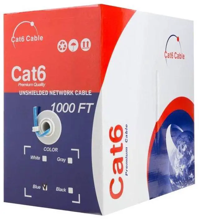 Alt view image 4 of 4 - Satmaximum CAT6 1000ft UTP Blue Ethernet Solid Cable 550Mhz LAN Cable 23AWG RJ45 Network Wire Bulk (Blue)