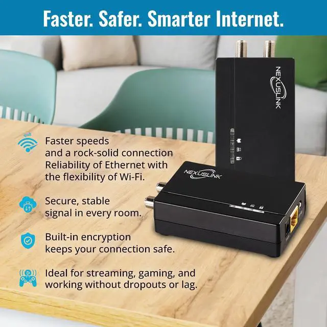 Alt view image 5 of 5 - Nexuslink G.hn Ethernet Over Coax Adapter Kit - 1.2Gbps Network for Unused/Dark Coax - Secure Wired Connection for Gaming & Streaming - Easy Setup - Not for Cable TV/Internet - 2 Units (GCA-1200-KIT)