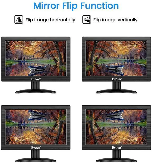 Alt view image 2 of 5 - Eyoyo 12" Inch TFT LCD Monitor with AV HDMI BNC VGA Input 1366x768 Portable Mini HD Color Screen Display with Built-in Speaker