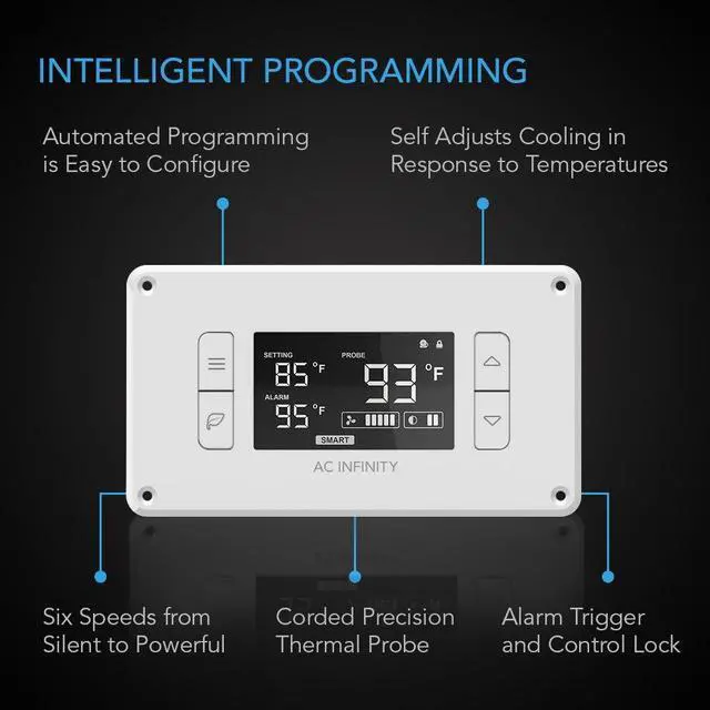 Alt view image 3 of 5 - AC Infinity AIRPLATE T8 White, Quiet Cooling Dual-Fan System 6" with Thermostat Control, for Home Theater AV Cabinets