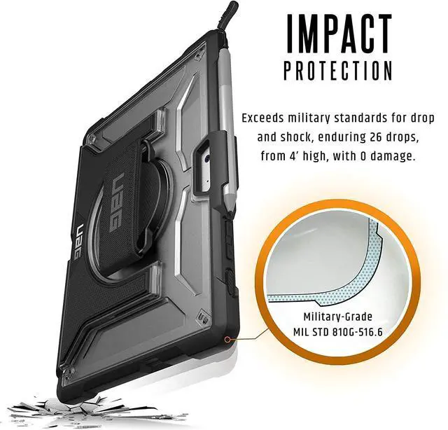 Alt view image 3 of 5 - URBAN ARMOR GEAR UAG Designed for Microsoft Surface Go 4 / Surface Go 3 / Surface Go 2 / Surface Go Case 10.5" Plasma w/Hand Strap & Shoulder Strap Feather-Light Rugged Military Drop Tested Cover Ice