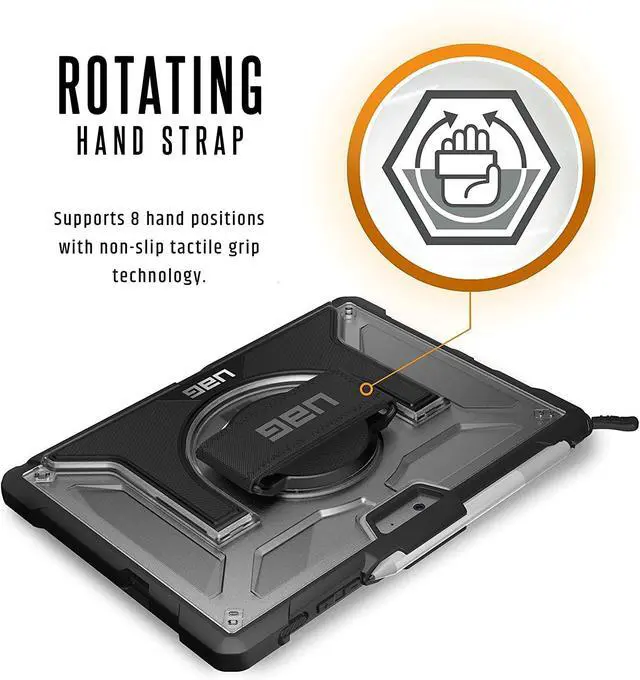 Alt view image 4 of 5 - URBAN ARMOR GEAR UAG Designed for Microsoft Surface Go 4 / Surface Go 3 / Surface Go 2 / Surface Go Case 10.5" Plasma w/Hand Strap & Shoulder Strap Feather-Light Rugged Military Drop Tested Cover Ice