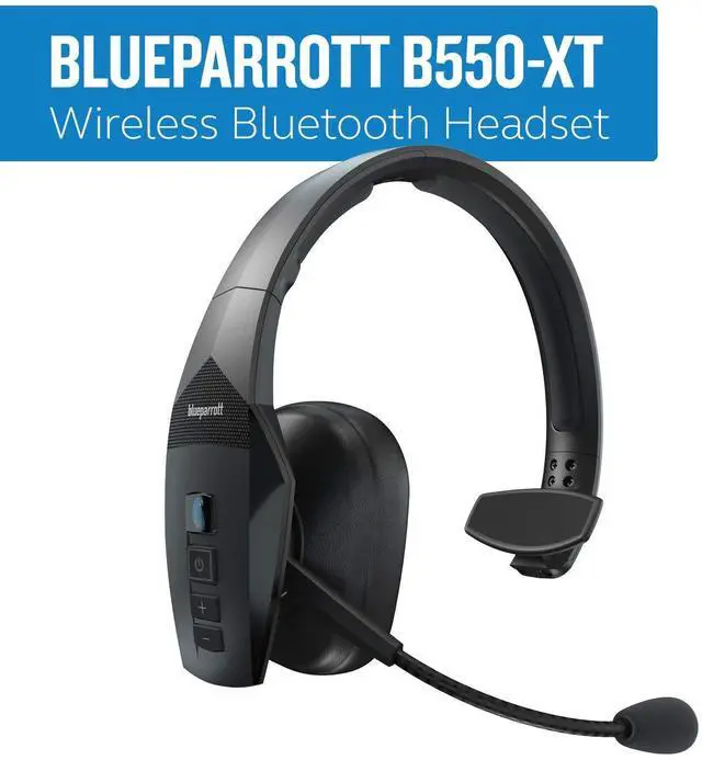 Alt view image 2 of 5 - BlueParrott B550-XT Mono Bluetooth Wireless Headphones 96% Noise Canceling Over Head Trucker Headset with Mic, 100% Voice Control, IP54-Rated Protection, 24 hrs. Talk Time, Black