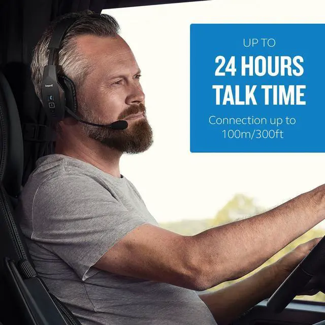 Alt view image 5 of 5 - BlueParrott B550-XT Mono Bluetooth Wireless Headphones 96% Noise Canceling Over Head Trucker Headset with Mic, 100% Voice Control, IP54-Rated Protection, 24 hrs. Talk Time, Black
