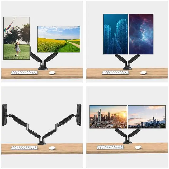 Alt view image 5 of 5 - MOUNTUP Dual Monitor Mount for 2 Max 35 inch Ultrawide Screens, Hold 6.6-30.9lbs, Full Motion Gas Spring Monitor Desk Arm, Heavy Duty Dual Monitor Stand for Desk, VESA Bracket with Clamp/Grommet Base