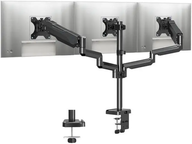 Main image of MOUNTUP Triple Monitor Stand Mount - 3 Monitors Desk Mount for Computer Screens Up to 27 inch, Triple Monitor Arm with Gas Spring, Heavy Duty Monitors Stand, Each Arm Holds Up to 19.8 lbs, Black
