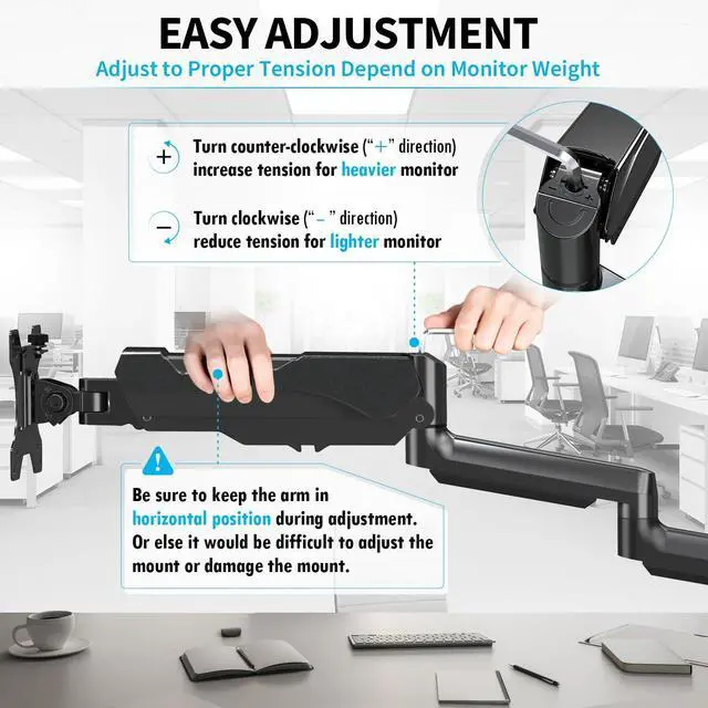 Alt view image 4 of 5 - MOUNTUP Triple Monitor Stand Mount - 3 Monitors Desk Mount for Computer Screens Up to 27 inch, Triple Monitor Arm with Gas Spring, Heavy Duty Monitors Stand, Each Arm Holds Up to 19.8 lbs, Black