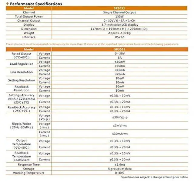 Alt view image 3 of 4 - DC Power Supply OWON SP3051 1 Channel,MAX 150W Output Power Supply 30V 5A