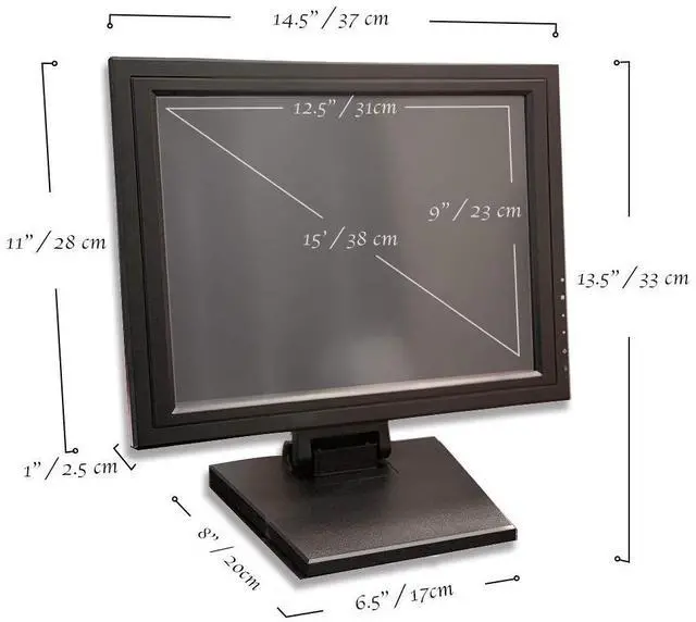 Alt view image 2 of 5 - Touch Screen HDMI 15-Inch POS TFT LCD Touchscreen POS Monitor