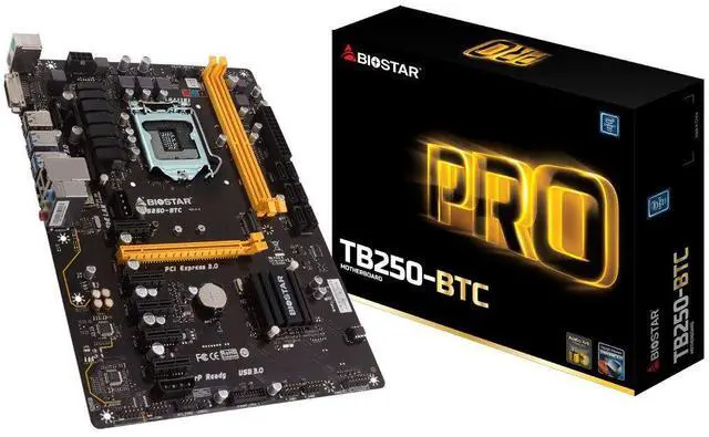 Main image of Biostar 198118 Motherboard Tb250-btc Core I7/i5/i3 Lga1151 B250 Ddr4 Sata Pci Express Usb Atx