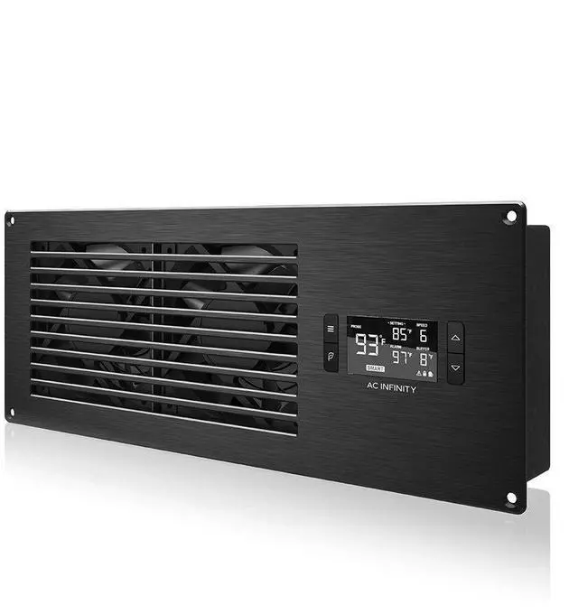 Main image of AC Infinity AIRFRAME T7 Black, High-Airflow Cooling Fan System 17", Exhaust Airflow, for AV Equipment Rooms, Closets, and Enclosures
