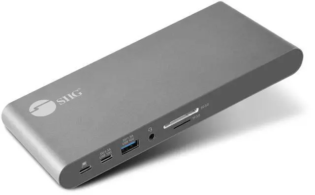 Main image of SIIG 4K USB-C MST Docking Station Dual 4K60Hz Display for Windows Laptops, Thunderbolt 3 Compatible, 60W PD, HDMI, Ethernet, SD/TF 3.0, USB 10G, Audio, Vertical/Horizontal Design (JU-DK0N11-S1)