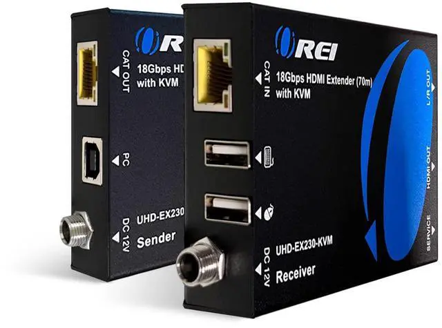 Main image of OREI KVM 4K HDMI Over Ethernet Extender Balun Over CAT6/7 Cable 4K@60Hz Upto 230 Feet - 2 USB 1.1 Ports, Supports Keyboard and Mouse USB HDMI Loop Out, Power Over Cable