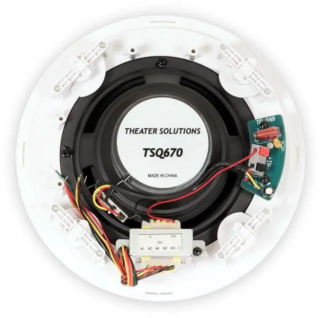 Alt view image 4 of 5 - Theater Solutions TSQ670 In Ceiling 70 Volt 6.5" Speakers Quick Install Pair , White