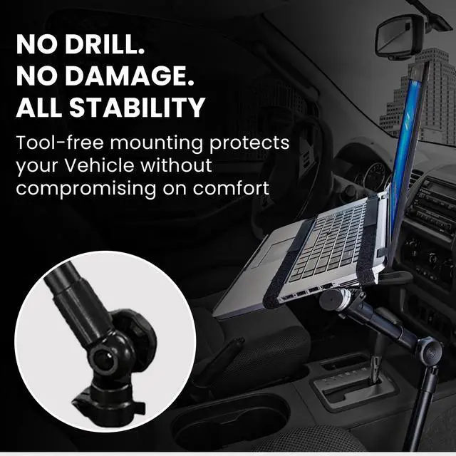Alt view image 3 of 5 - Mount-It! Car Laptop Mount | No-Drill Laptop Vehicle Mount for Truck & Van Use at Front Passenger Seat | Adjustable Height Fits 12-15.4 Inch Screens, 9 Lbs Capacity, Full Motion and Lockable Joints