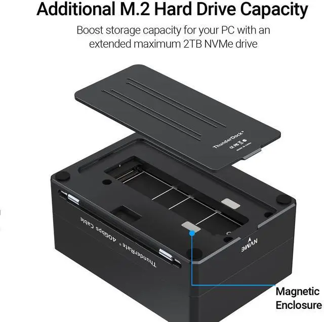 Alt view image 5 of 5 - GaN Thunderbolt 3 Dock, JEYI 8-in-1 Dual Thunderbolt 3 Docking Station with NVMe M.2 Expansion, 8K DP,60W PD, USB-A 10Gbps - ThunderDock 7 Ultra