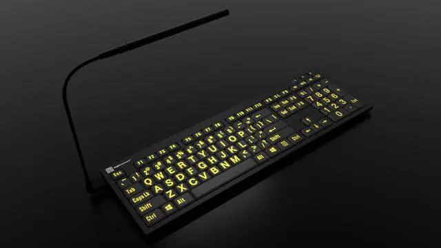 Alt view image 2 of 5 - Logickeyboard XL Print nero Pc slim line yellow on black keyboard compatible with Windows XP, Vista, 7 - 10 -Part: LKBU-LPYB-BJPU-US