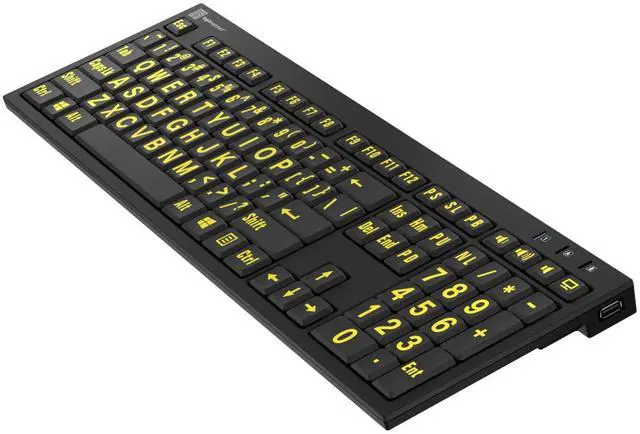 Alt view image 4 of 5 - Logickeyboard XL Print nero Pc slim line yellow on black keyboard compatible with Windows XP, Vista, 7 - 10 -Part: LKBU-LPYB-BJPU-US