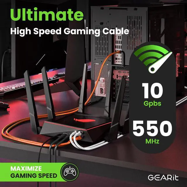 Alt view image 5 of 5 - GEARit Cat 6 Ethernet Cable (100-Pack 1 Foot) Cat6 Network Patch, 10Gbps, RJ45, Snagless Cord, Gold-Plated Connectors, Internet for PC, TV, Tablet, Router, Printer, Servers, IT Data Center - Orange