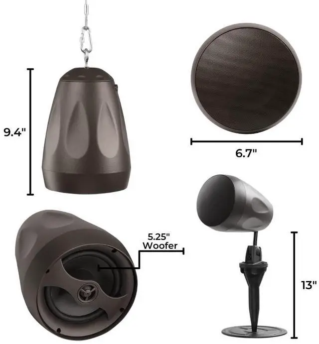 Alt view image 3 of 5 - OSD Forza 5.25" Landscape In Ground/Mountable 100W Speaker, Commercial 70V Tap, Outdoor Weather Resistant, Bronze (Single)