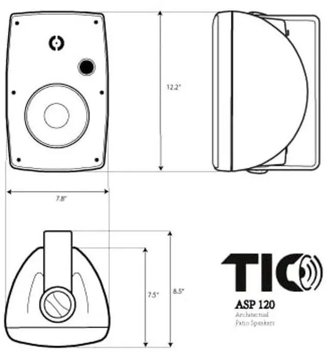 Alt view image 3 of 3 - TIC ASP120-6.5" Outdoor Weather-Resistant Patio Speakers with 70v Switch