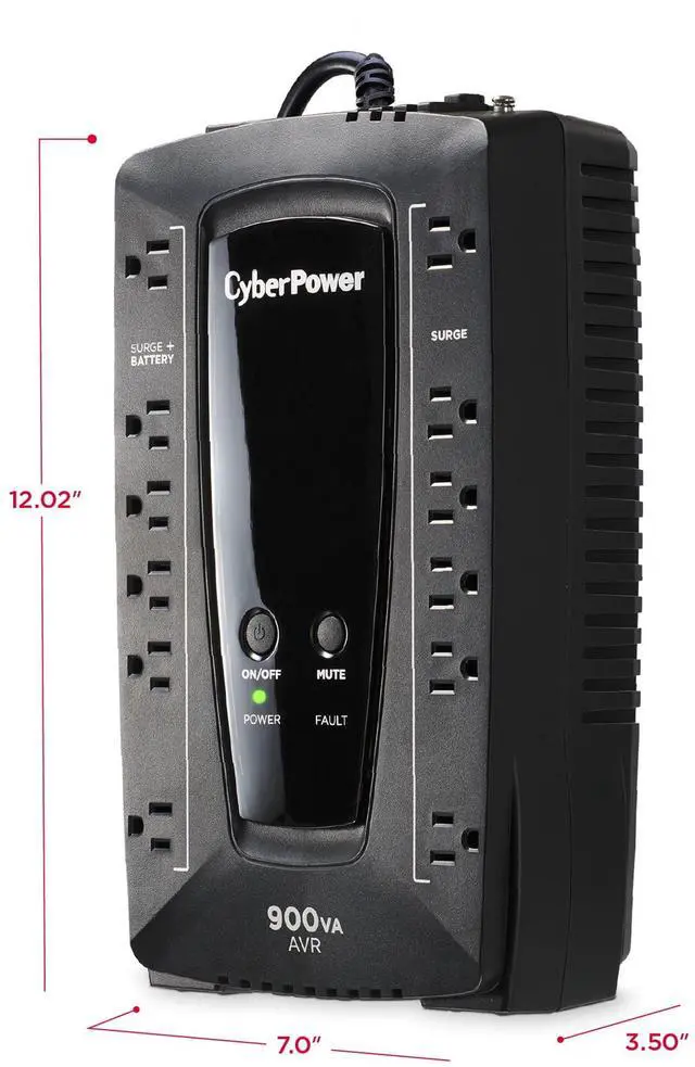 Alt view image 4 of 5 - CyberPower AVRG900U AVR UPS System, 900VA/480W, 12 Outlets, Compact