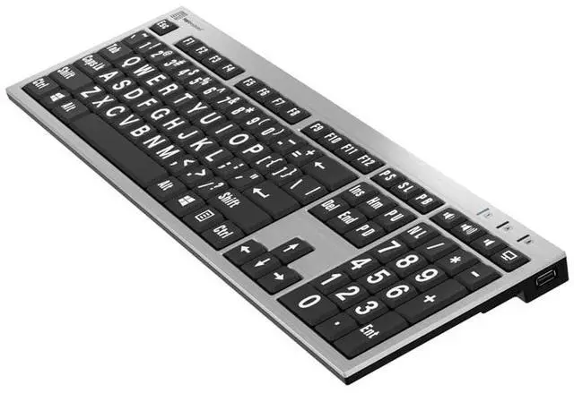 Alt view image 3 of 5 - Logickeyboard XL Print PC slim line white on black keyboard compatible with Windows 2000, XP, Vista, 7/8 -Part: LKBU-LPRNTWB-AJPU-US