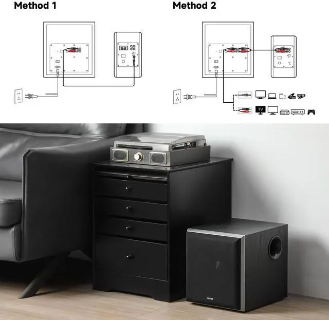 Alt view image 3 of 5 - Edifier T5 Powered Subwoofer - 70w RMS Active Woofer with 8 inch Driver and Low Pass Filter