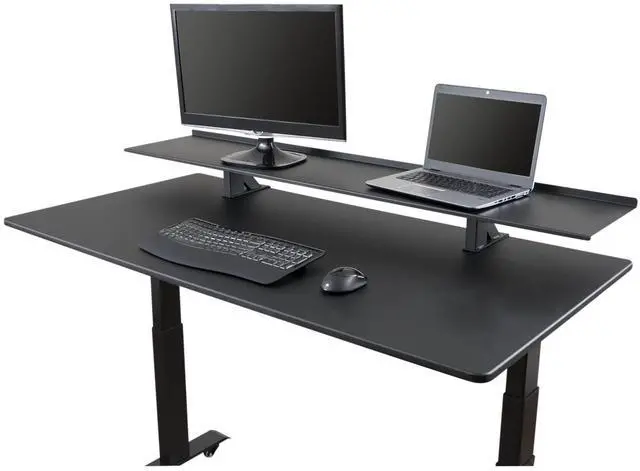 Main image of Stand Up Desk Store Clamp-On Adjustable Height Desk Shelf Monitor Stand (60" Wide)