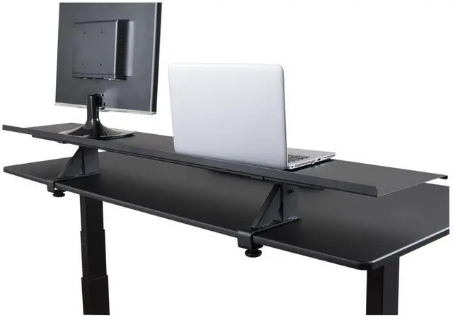 Alt view image 3 of 5 - Stand Up Desk Store Clamp-On Adjustable Height Desk Shelf Monitor Stand (60" Wide)