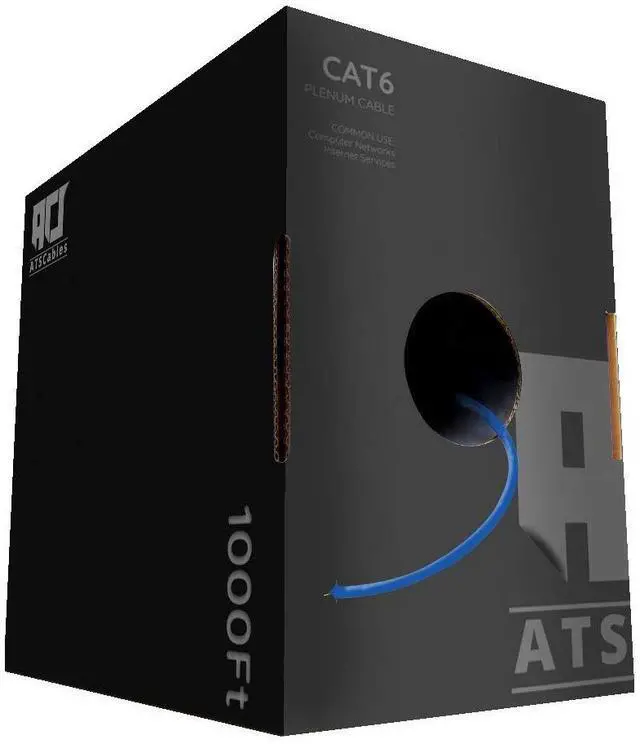 Main image of ATS Cables | CAT6 Plenum (CMP) Cable 1000FT | DSX-8000 Network Analyzer Test Passed | 23AWG 4Pair, Solid 550MHz Ethernet Cables 10Gigabit UTP, Available in 9 Colors (Cat6 Plenum Cable, Blue, 1000ft)