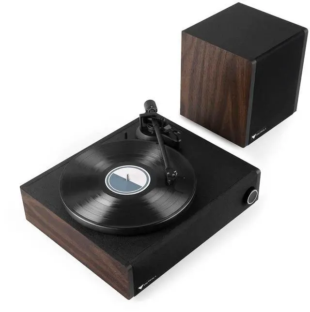 Alt view image 4 of 5 - Victrola V1 Music System  with Built-in Record Player, Stereo Soundbar, Powered Wireless 6.5" Subwoofer and 5.0 Bluetooth Streaming, Supports 33-1/3 and 45 RPM Vinyl Records (Espresso)