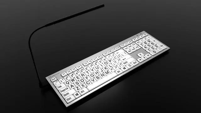 Alt view image 2 of 5 - Logickeyboard 'Slimline' with Large Print  Black Letters on White Keys  Made for Windows PC  Including LogicLight Lamp  p/n LKBU-LPRNTBW-AJPU-US