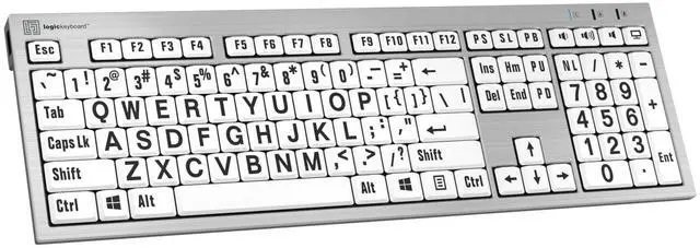 Alt view image 3 of 5 - Logickeyboard 'Slimline' with Large Print  Black Letters on White Keys  Made for Windows PC  Including LogicLight Lamp  p/n LKBU-LPRNTBW-AJPU-US