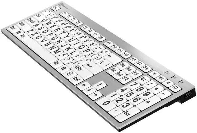 Alt view image 4 of 5 - Logickeyboard 'Slimline' with Large Print  Black Letters on White Keys  Made for Windows PC  Including LogicLight Lamp  p/n LKBU-LPRNTBW-AJPU-US
