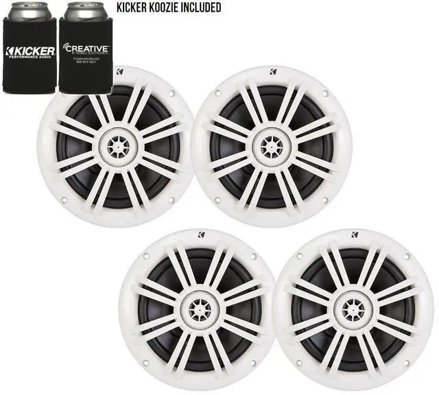 Alt view image 2 of 4 - KICKER White OEM Replacement Marine 6.5" 4-Ohm Coaxial Speaker Bundle - 4 Speakers