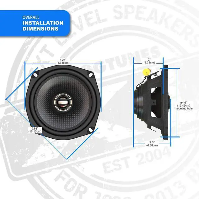 Alt view image 4 of 5 - Hogtunes 352-XLR High Performance XL Series 5.25" Rear Speakers (2 Pack), Fits 1998-2013 Harley-Davidson Motorcycles
