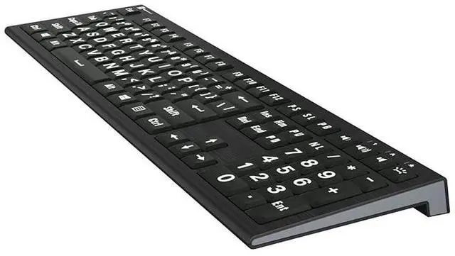Alt view image 2 of 5 - Logickeyboard 'Astra2' with Large Print  Backlit White Letters on Black Keys  Made for Windows PC  p/n LKB-LPWB-A2PC-US